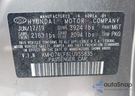 2020 Hyundai Elantra Se из США, поврежденный, VIN KMHD74LF6LU955835